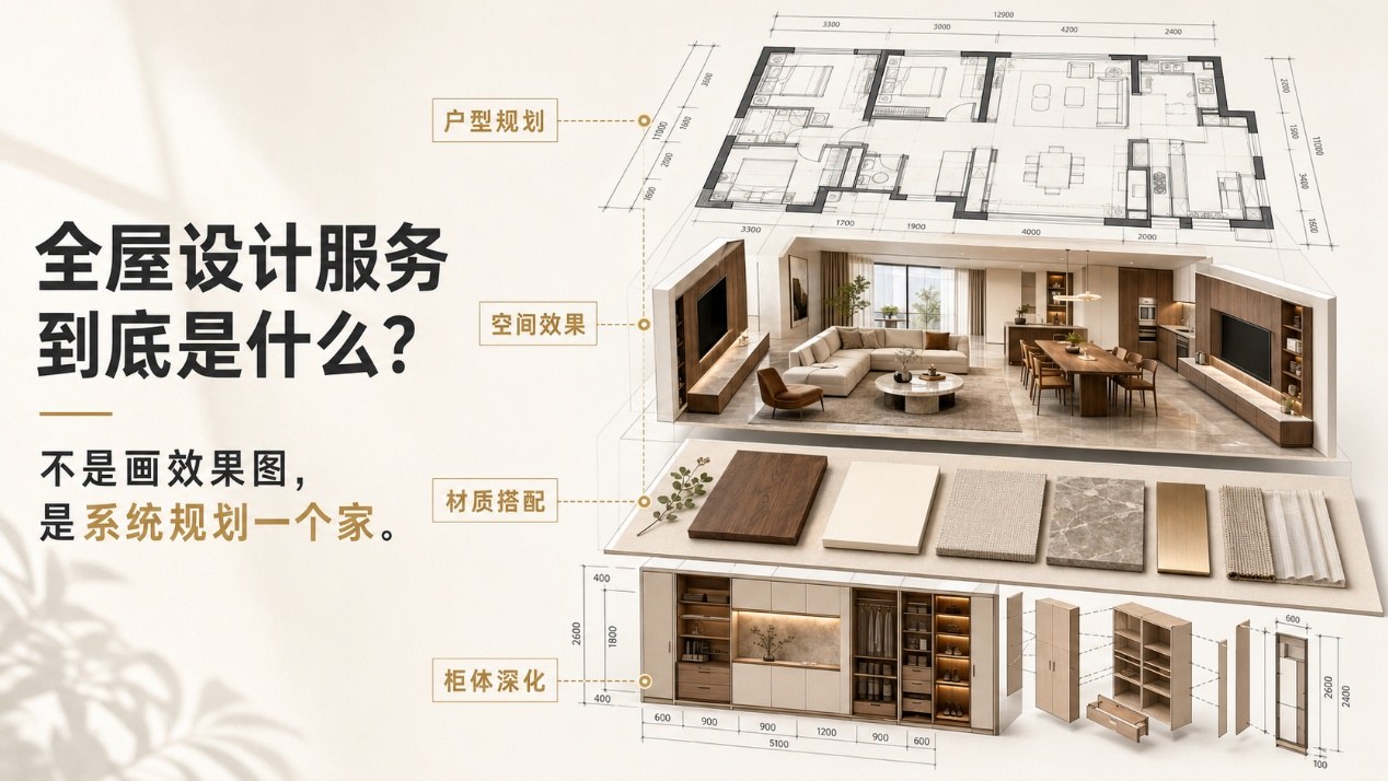 全(quán)屋(wū)設計服(fú)務(wù)到(dào)底(dǐ)是(shì)什麼(me)？不是(shì)畫(huà)效(xiào)果(guǒ)圖(tú)，而(ér)是(shì)幫(bāng)你(nǐ)把(bǎ)家(jiā)完(wán)整規(guī)劃(huà)清(qīng)楚